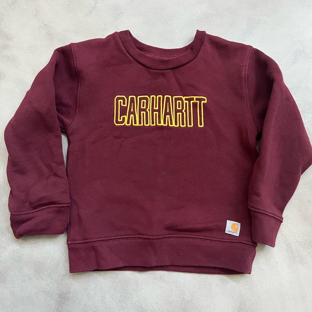 SOLD Carhartt Kids Maroon Sweatshirt with Yellow Logo size 3T
